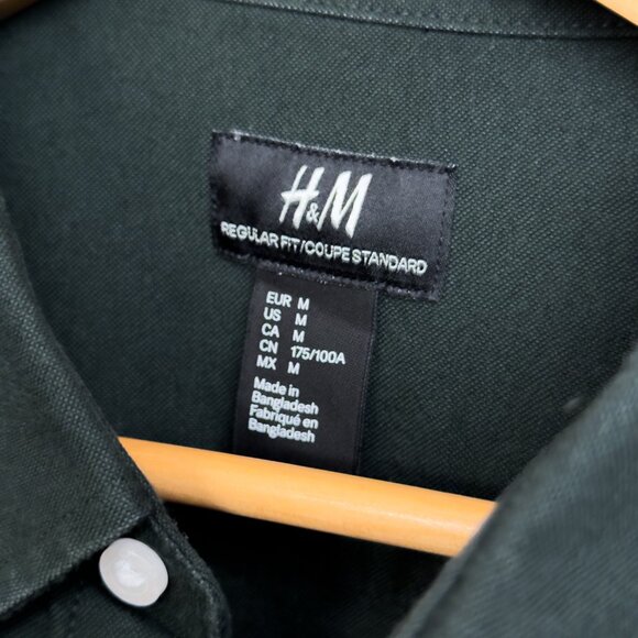 H&M Dark Green Long Sleeve Button-Up Shirt (Medium) - Picture 3 of 3